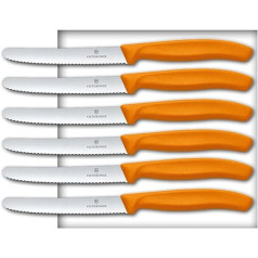 Victorinox 6 daļu virtuves nažu komplekts (11 cm, īpaši asa zobaina mala, galda nazis, ergonomisks rokturis, mazgājams trauku mazgājamā mašīnā), 14 cm