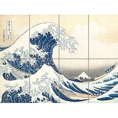Artery8 Hokusai Great Wave pie Kanagawa Japanese Woodblock XL Giant Panel plakāts (8 sadaļas) Great Japanese Wood