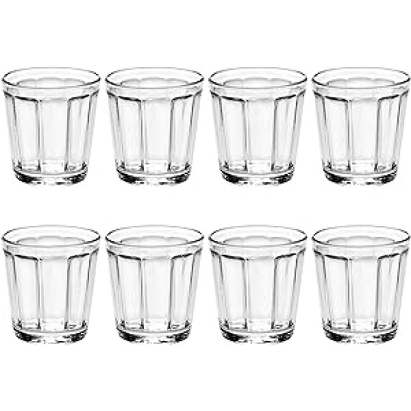 SERAX dzeramo glāžu caurspīdīgais iepakojums pa 8 — dzeramā glāzes 6,5 x 6 cm 100 ml — Sergio Herman Serax Surface Glassware — glāžu komplekts, ūdens glāžu dzeramo glāžu komplekts