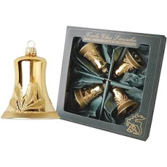 Krebs Glas Lauscha Bells 7 cm zelta matēts, mutē pūsts, ar rokām apgleznots