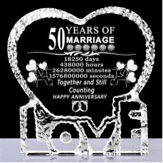 50 Years 50th Wedding Anniversary Crystal Gifts, 50 Years of Marriage Keepsake Decoration for Couple Friends Women Man Mom Dad Parents Him Her Husband Wife