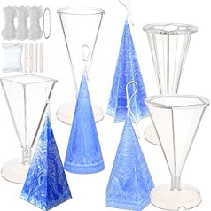 MILIVIXAY 4 Pieces Cone Candle Molds - Includes pyramid candle mould, 5-sided cone candle mould, 6-sided cone candle mould and cone candle mould, candle making moulds.