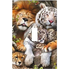 Forest Beast Jungle Animals Cheetah 1 Gang Light Switch Plate Decorative Single Mist Wall Plate Cover Electric Switch Plate for Teenagers Boys Kids Bedroom Room Decoration 12.7 cm x 3