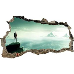 3D Wall Sticker Wall Sticker Breakthrough Cities Landscape Adventure Self-Adhesive H 60 x W 100 Bedroom Living Room (WL52 Mountainman)