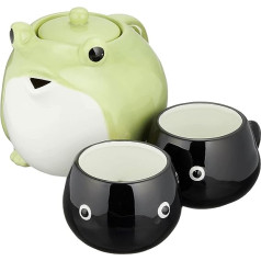 SAN3293 Cute Tableware Teapot and Tea Cup Set, Frog Parents and Child, 600 ml, 140 ml