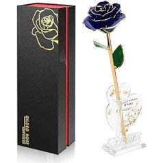 Ariceleo bezgalības roze ar zeltu, mūžīgo ziedu rotājumi, dzimšanas dienas dāvana sievietēm dzimšanas dienā, Valentīna diena, Mātes diena, roze ar sveķiem konservēta, jubilejas dāvana mammai (zila)
