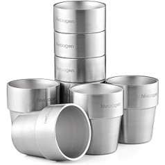 Hivexagon 300ml Set aus 8 Doppelwandigen Edelstahl becher edelstahl tasse- Ideal Für Kalte Getränke - Spülmaschinenfest HG298