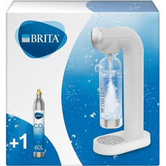 BRITA SodaONE ūdens karbonāts balts ar CO2 cilindru un BPA nesaturošu PET pudeli | Padara krāna ūdens dzirkstošo ūdeni (līdz 60 l uz cilindru)