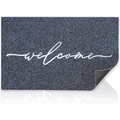 AAZZKANG Welcome Doormat Outdoor Indoor Door Mat with Durable Non-Slip Rubber Back Ultra Absorb Mud Easy to Clean Front Door Entrance Mat Grey