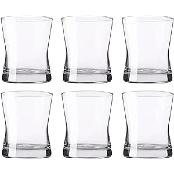 Galvog® Whisky Glasses Set of 6 Tumblers 10oz | Glasses for Bourbon, Scotch, Rum, Cocktail Drinks for Home, Restaurant, Dinner Parties, Heavy Base, Twisted Scotch Glasses Set