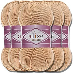 Alize 5 x 100 g Cotton Gold Batik Turcijas augstākās kvalitātes vilnas kokvilnas un akrila roku adīšanas dzija Baby Wool adīšanas dzija ar akcentiem Baby piederumi tamborēšanai adīšanai (putekļains pulveris 446)