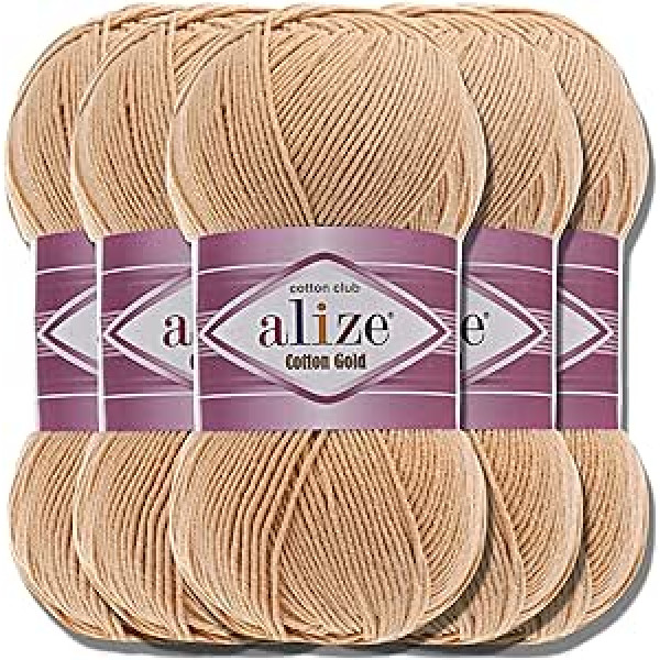 Alize 5 x 100 g Cotton Gold Batik Turcijas augstākās kvalitātes vilnas kokvilnas un akrila roku adīšanas dzija Baby Wool adīšanas dzija ar akcentiem Baby piederumi tamborēšanai adīšanai (putekļains pulveris 446)