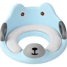 Mazu bērnu tualetes sēdeklis, neslīdošs bērnu sēdeklis, kas aizsargā pret šļakatām, unisex gredzens ar rokturiem un atzveltni papildu drošībai (zils)