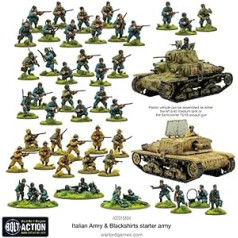 Italian Army & Black Shirts Starter Army - 28mm Plastic Miniatures for Bolt Action by Warlord Games - Highly Detailed WW2 Miniatures for Table Wargaming