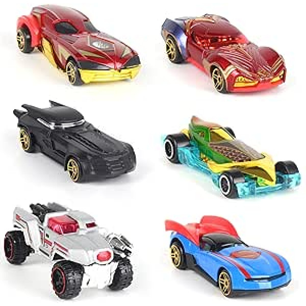 BJPERFMS Marvel Spielzeugauto Set, Marvel Auto Kinder Set, 6 Stück Marvel Autos Spielzeug Kinder, Super Hero Rennauto, Kinderspielzeug Fahrzeuge, Spielzeug Auto, für Jungen Kinder