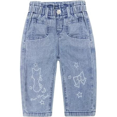 KIDSCOOL SPACE Baby jeans for little girls, paperbag elastic waist, cute printed jeans