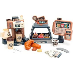 Cafe Toy for Kids Role Play Toy with Coffee Maker and Fake Donuts