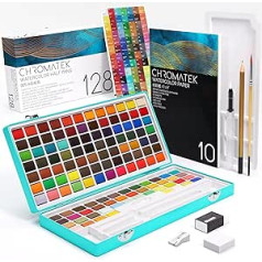 Chromatek Aquarell 128 pannas ar papīru un otām