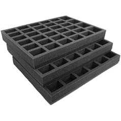 Replacement Tray Set for Gamesworkshop Classic Plastic Figure Case Holds 102 Troops on up to 32mm Base. Ideal for 9 Troops of 10 Troops with a Height of 50mm and 12 HQ. Perfect for