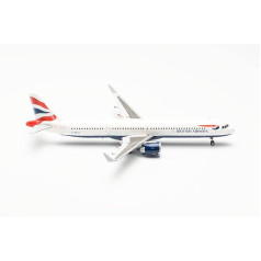 herpa 572422 Airbus Model Lidmašīna British Airways A321neo G-NEOY Miniature 1:200 Mērogs Kolekcionējams Modelis ar Pamatu Plastmasas Miniatūra Modelis Daudzkrāsains