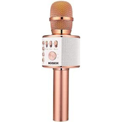 Bonaok bezvadu mikrofons karaoke, mazs skaļrunis, uzlādējama Bluetooth ballīte, mašīna pieaugušajiem un bērniem, iPhone/PC vai visi viedtālruņi (Rose Gold