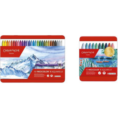 Caran d'Ache radošās mākslas materiāli vaska krītiņi Caran d'Ache Neocolor II un Caran d'Ache d'Ache krāsojamie zīmuļi futrālis 10 pasteļtoņi Neocolor II aukstie toņi - ierobežots izdevums Beya Rebaï + tiešsaistes kurss