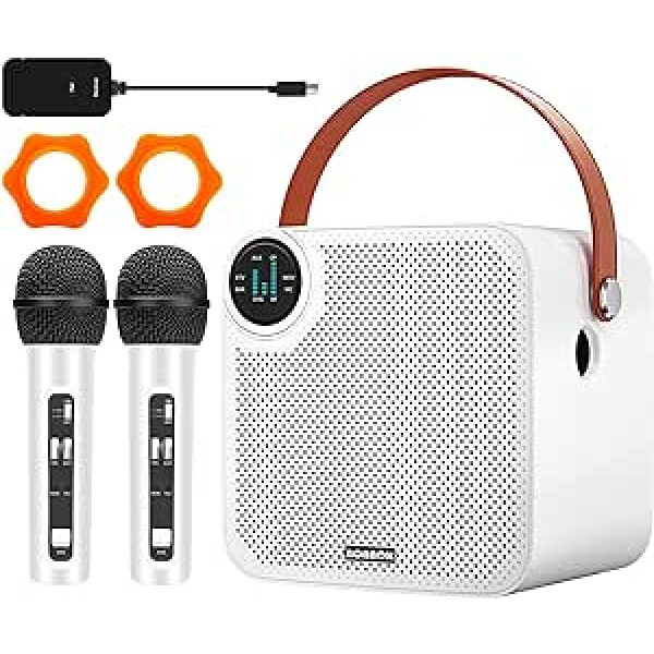 BONAOK Karaoke Machine for Adults & Kids with 2 Wireless Microphones, Portable Bluetooth Speaker Rechargeable PA System Supports TV/USB//AUX/Smartphones for Party Gift A7