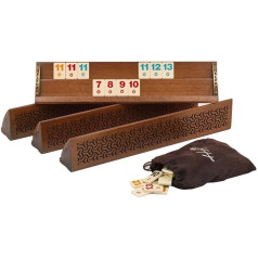 Helēnas koka māksla, rokām darināts koka rummy komplekts ar maisiņu Okey Takimi 100% Wood Luxury Edition