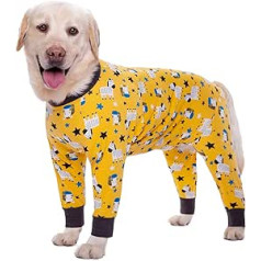 BT Bear liela izmēra suņu apģērbs, elastīgs mājdzīvnieku Onesie aizsarglocītavas pret apmatojumu pret laizīšanu, aizsardzība pret brūcēm Pet pidžamas suņu kombinezons vidēji lieliem suņiem (7XL, dzeltens)