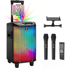 Karaoke Machine Speaker, Tonor PA System with 2 Microphones, Bluetooth, Microphone Karaoke Box Device with Wireless Microphone Music Box PA System with Disco Ball for Home/Outdoor/Adults/Children K20