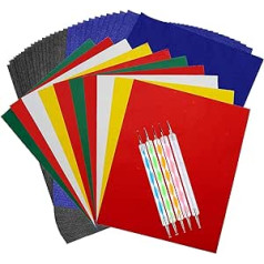 100 Sheets Carbon Transfer Paper, Carbon Graphite Copier Paper with 5 Embossing Stylus Pens, Dotting Tools for Wood, Paper, Canvas and Other Art Surfaces, 21.1 x 29.7 cm