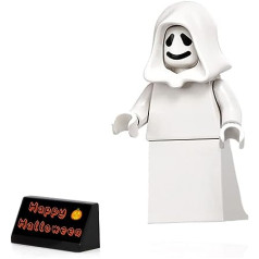 LEGO Haunted House mini figūriņa — spoks ar balto kapuci un sānu displeju