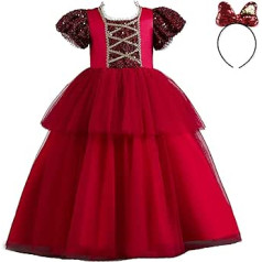 MKIUHNJ Karneval Kostüm Kinder Mädchen Baby Kleinkind kleine Prinzessin Hochzeit Geburtstag Kleid Xmas Kleidung Pailletten Tüll Kleid Festzug Kleid Partykleider mit Haarband Tüllrock Kinder