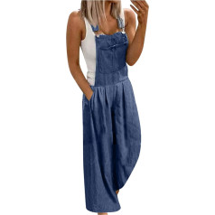 XIMIN Women's denim dungarees, trousers, overalls, autumn, sexy, loose fit, long, wide leg, baggy cowboys romper