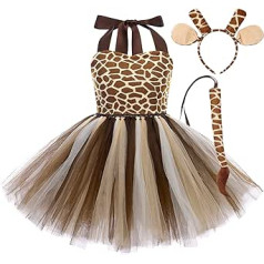 OBEEII Animal Costume Set, Tiger/Leopard/Cows/Zebra/Giraffe Fancy Dress with Headband Tail Dress Up Costume for Halloween Cospaly Birthday Christmas Stage Performance 6 Months - 12 Years