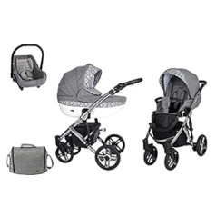 ChillyKids 3-in-1 2-in-1 Isofix kombinēto ratiņu komplekts + aksesuāri Krāsu izvēle Mila Premium Silver no ChillyKids Grey 015 2-in-1 bez bērnu sēdeklīša