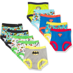 DC Comics Unisex Baby Potty Training Bikses ar Supermenu, Betmenu, Wonder Woman un citiem ar uzlīmēm, izmēri 2T, 3T un 4T, iepakojumā 10