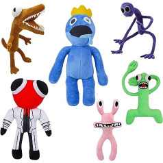 Rainbow Friends Plush Dolls 6 Pieces Rainbow Friends Plush Dolls Soft Doll Rainbow Friends Gift for Boys and Girls Blue, Brown, Red, Pink, Green and Purple