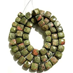 Dabīga UNAKITE kubu kastīte FACETED krelles 8x9-8x9mm 18 collu garas rotaslietas no dārgakmeņu krelles kaklarotas rokassprādzei