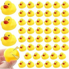 50 Stück Mini Enten Schwimmer und Quietscher Gummi Baby Enten