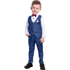 Nwada Children's Suit Set Spring Clothing Boys Festival Tuxedo Vest and Shirt and Trousers and Bow Tie