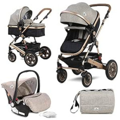 3-in-1 Kombi-Kinderwagen ar Autositz 0m+ Lora SET Lorelli, grau/schwarz