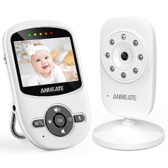 Anmeate Video Baby Monitor with Digital Camera, 2.4GHz Wireless Video Monitor with Temperature Monitor, Transmission Distance, 2-Way Talk, Night Vision, High Performance Battery (1 Camera)