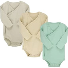 BINIDUCKLING 3 Pack Baby Bodysuit Long Sleeve Side Snap Button 100% Cotton Baby Onesie for Boys Girls Newborn 12 Months