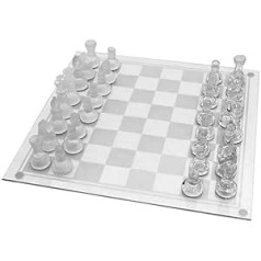 32 gabalu stikla matēts tradicionālais šaha komplekts
