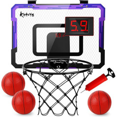 Indoor Basketball Hoop for Children - Basketball Basket in Room Wall Mounted with Electronic Scoreboard, 3 Balls and Air Pump, Basketball Hoop Door Set Sports Toy for Boys Outdoor Indoor