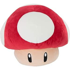 Red Mushroom Mocchi Mocchi (liels), Nintendo Mario Kart, plīša rotaļlietu spilvens 40 cm izmērā. Lieliski piemērots bērnudārzam vai dīvānam, bērniem no 3 gadu vecuma un Nintendo faniem