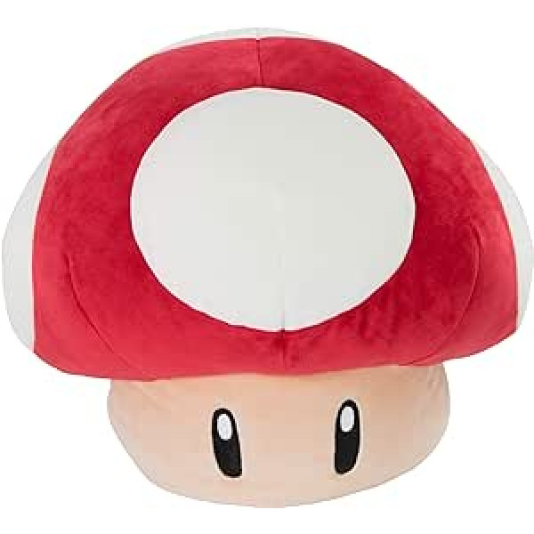 Red Mushroom Mocchi Mocchi (liels), Nintendo Mario Kart, plīša rotaļlietu spilvens 40 cm izmērā. Lieliski piemērots bērnudārzam vai dīvānam, bērniem no 3 gadu vecuma un Nintendo faniem