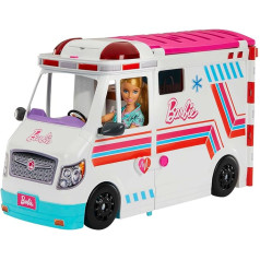 Barbie - Toy, Convertible Ambulance and Clinic Playset with Light, Sounds and More Than 20 Accessories, 2-in-1 Ambulance, HKT79