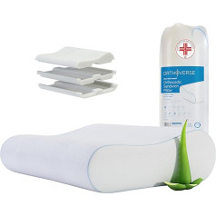 ‎Orthoverse ORTHOVERSE Orthopaedic Pillow, Neck Support Pillow, Memory Foam Pillow, Pillow, Pillow, Pillow, Pillow, Neck Pain, Height Adjustable, Aloe Vera Cover, Medical Aid (1)